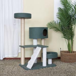 Modern Design Cat Furniture with Comfortable Cave, Bed, Stable and Durable Cat Furniture with a Ladder