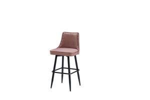 Simple Design Velvet Seat Back Black Painted Legs Bar Stool