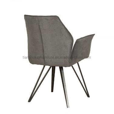 Modern Elegant Modern Style Hot Sale Restaurant Cafe Upholsteried Black Leather Velvet Chair Light Grey Dining Chair