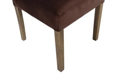 Kvj-Ec07 Hotel Modern Dining Room Brown Velvet Upholstery Dining Chair