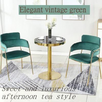 Hottest Selling High Back Flannel Linen Fabric Dining Chair with Stainless Steel Metal Frame
