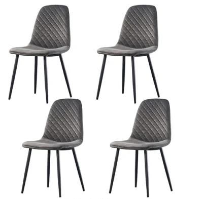 Velvet Dining Chairs Fabric Upholstered Seat with Metal Legs