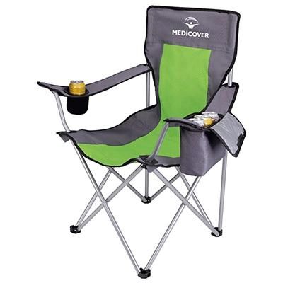 Customized Deluxe Outdoor Portable Folding Koozie Kamp Chair with Side Table and Pocket