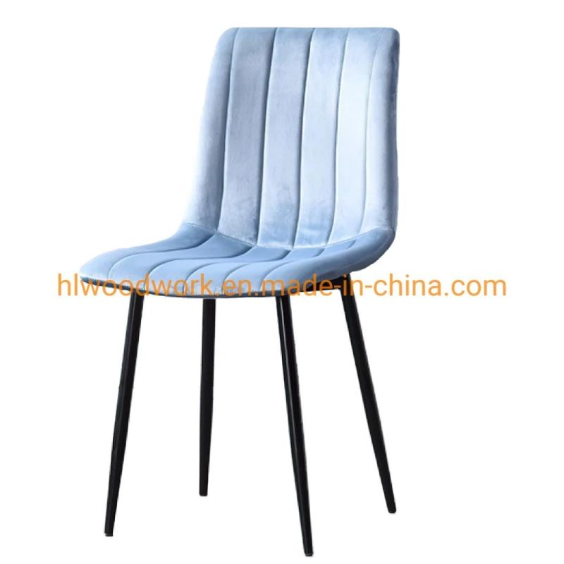 Modern Restaurant Furniture Comfortable Fabric Coffee Chair Black Spray Metal Leg Restaurant Chair Popular Modern Living Room Home Leisure Chair