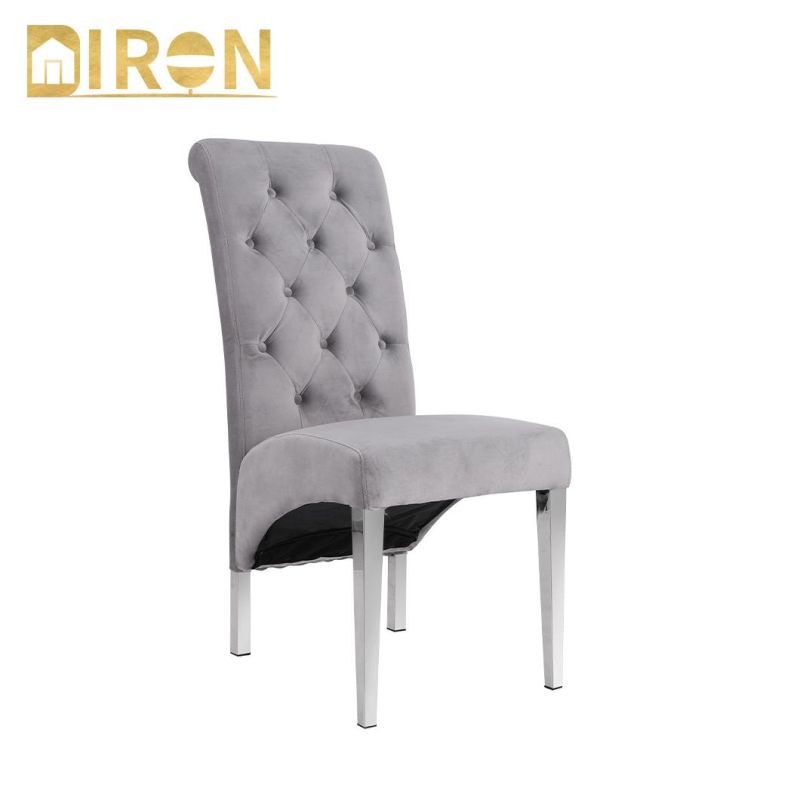 China Wholesale Home Furniture Modern Hotel Restaurant Furniture Chairs Stainless Steel Frame Velvet Dining Chair