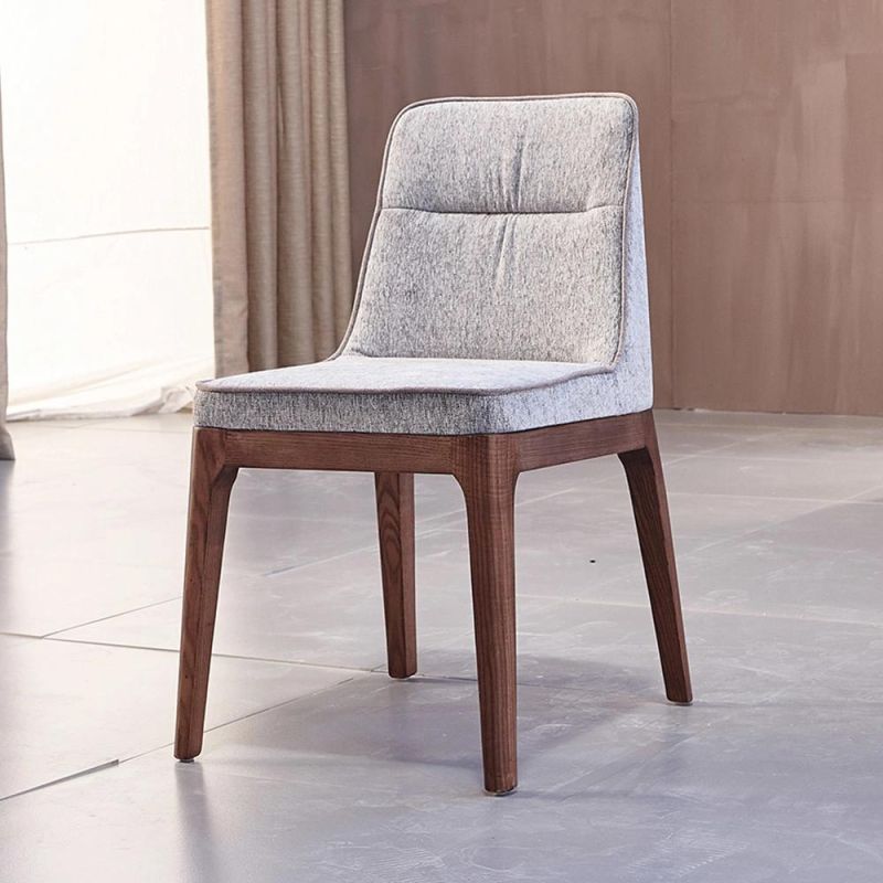 High Quality Solid Wood Customized Fabric Cining Chair No Armrest