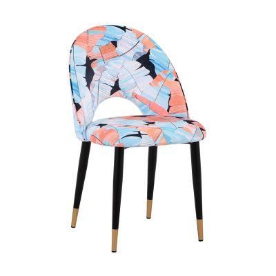 Dining Room Furniture Comfortable Fabric and Flower Seat Dining Chair