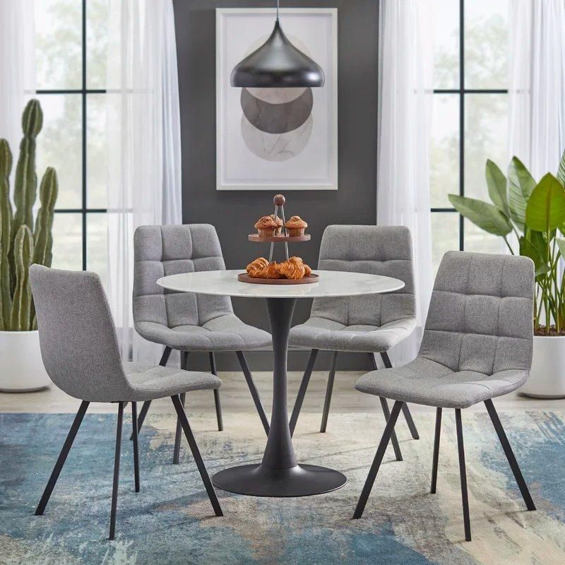 Light Luxury Tempered Glass Table Living Room Furniture Rectangle Extendable Marble Dining Table