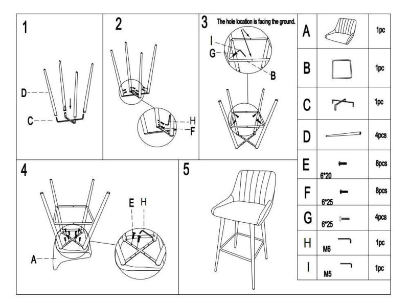 Ergonomically Modern Barstool Upholstered Sitting Dining Chair Counter Bar Stool