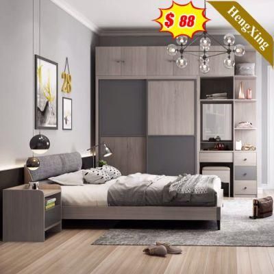 Chinese Luxury Customized Classic Modern Wooden Hotel Wardrobe Cabinets Double King Bed Bedroom Furniture Sets