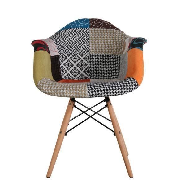 Patchwork Fabric Dining Chair Durable Colorful Cloth Dining Chair