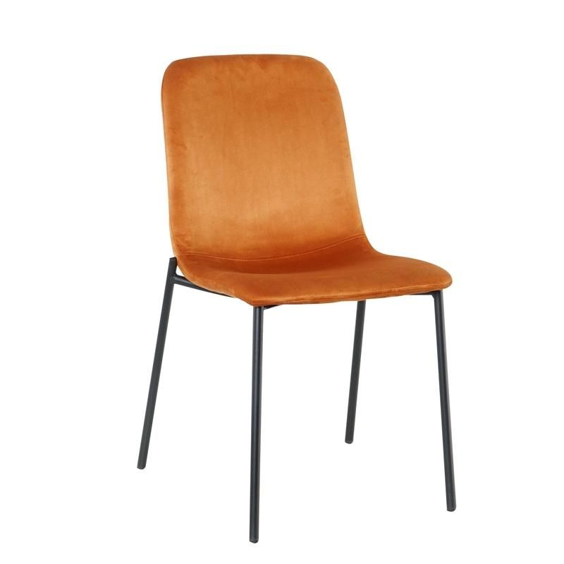 Luxury Design Restaurant Yellow Velvet Designer Metal Leg Modern Fabric Dining Chairs