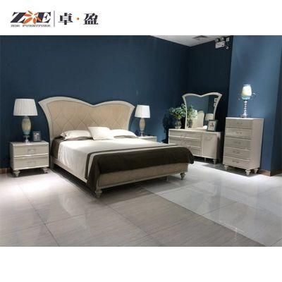 Modern Elegant Design Wooden Bedroom Set Fabric Bed