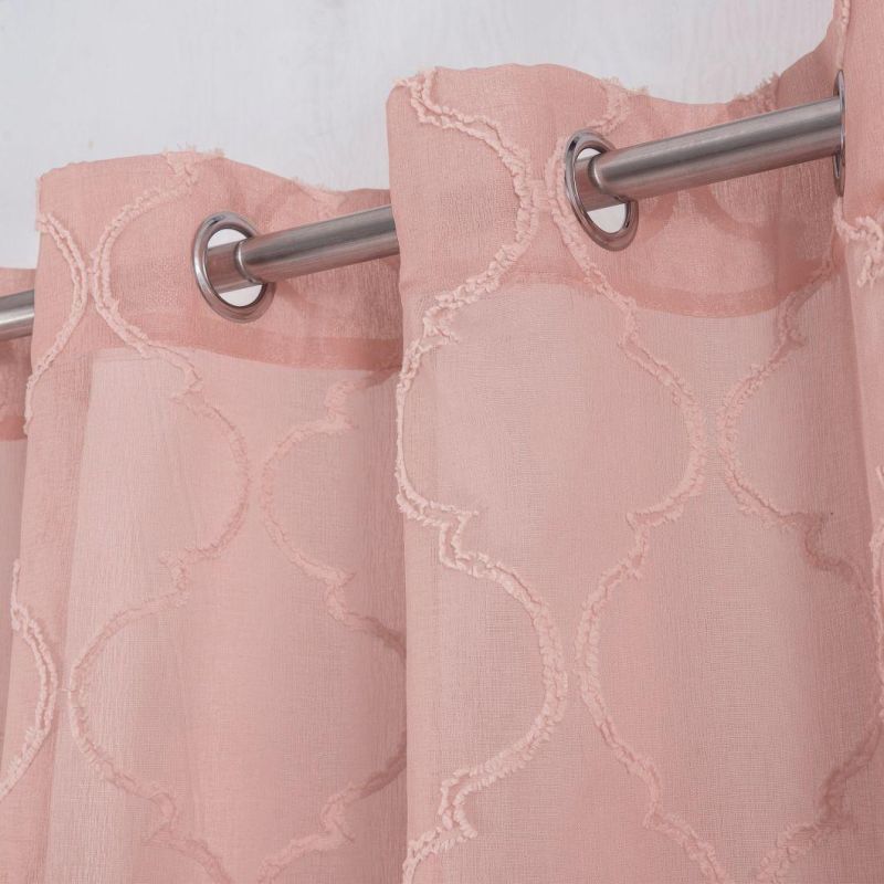 New Polyester Woven Jacquard Embroidery Pink Semi-Shaded Relief Decorative Furniture, Studio, Cafe Curtain Fabrics