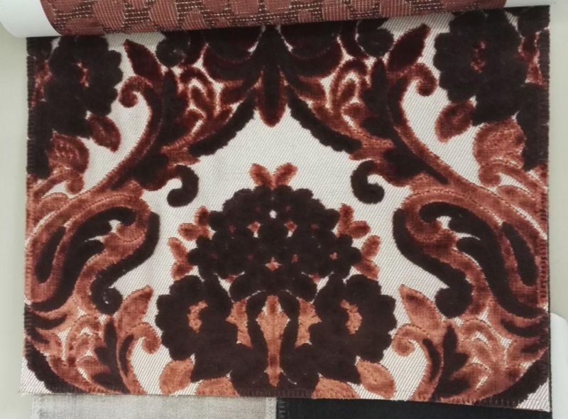 Hotel Textile Classic Cut Velvet Flower Jacquard Furniture Fabric