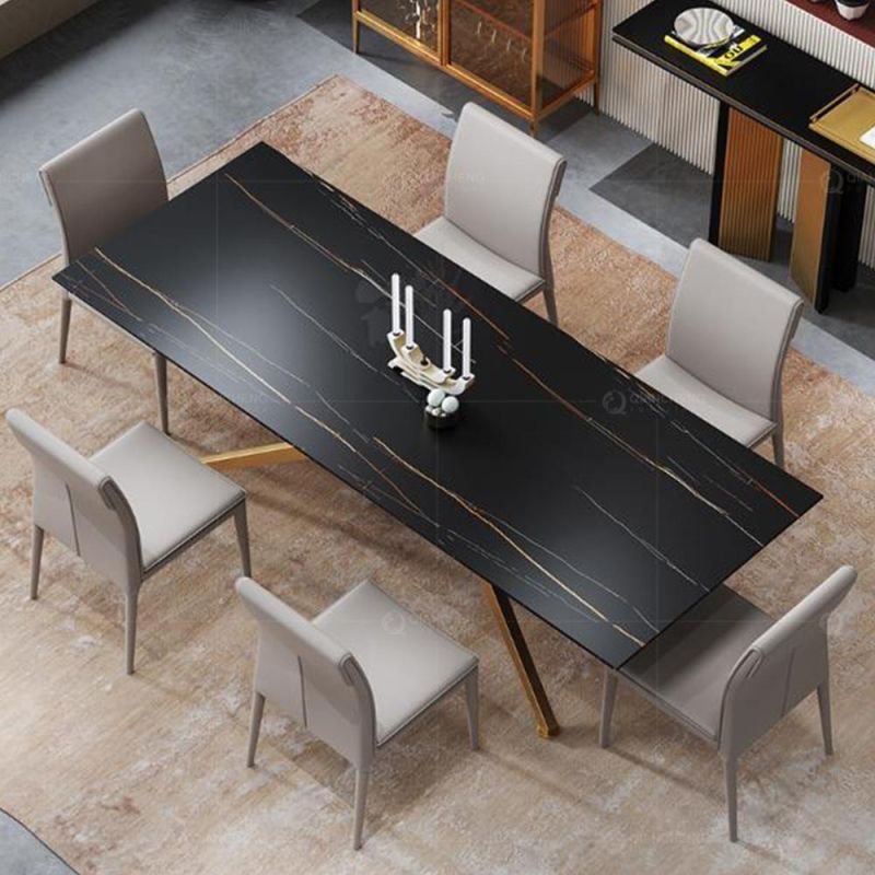 2021 Marble Dining Table Marble Top Set Simple Silver or Gold Legs Dining Table