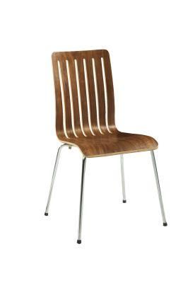 Hollow Fan Veneer Plywood Back with Metal Dining Chair