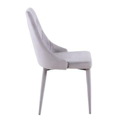 Modern Home Restaurant Furniture Dining Room Colorful Fabric Dining Upholstery Chair with Metal Tube Legs for Cafe Banquet