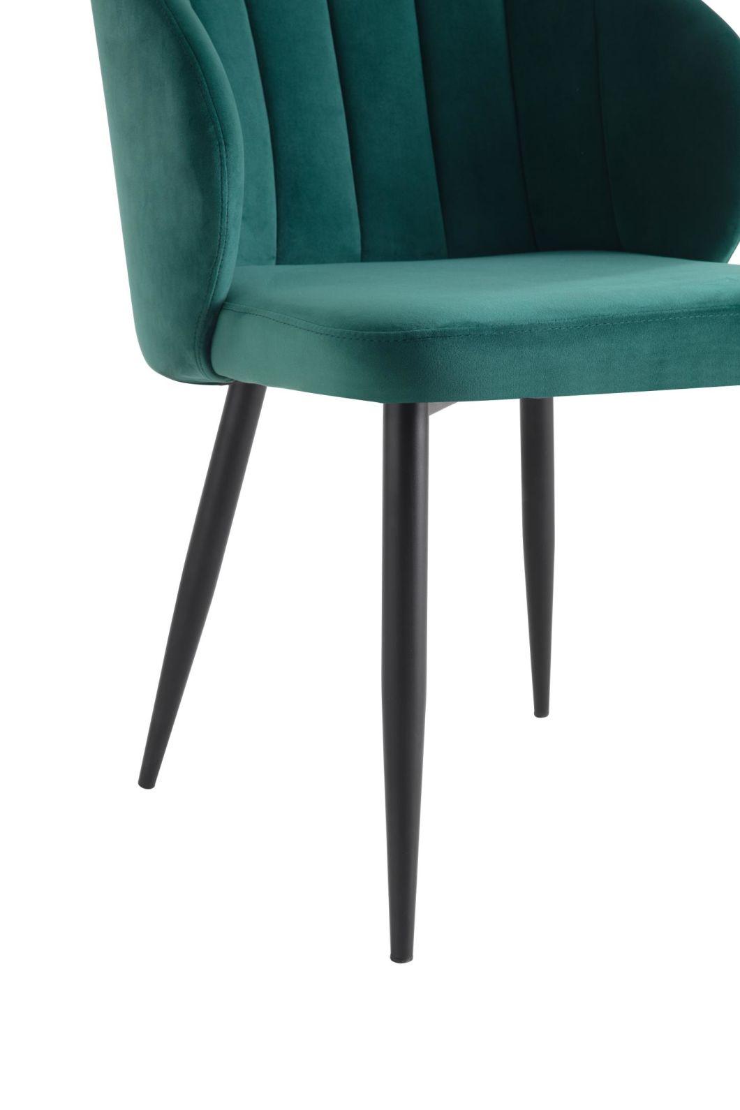 Modern European Style Hotel Restaurant Chair Metal Legs Velvet Dining Chair