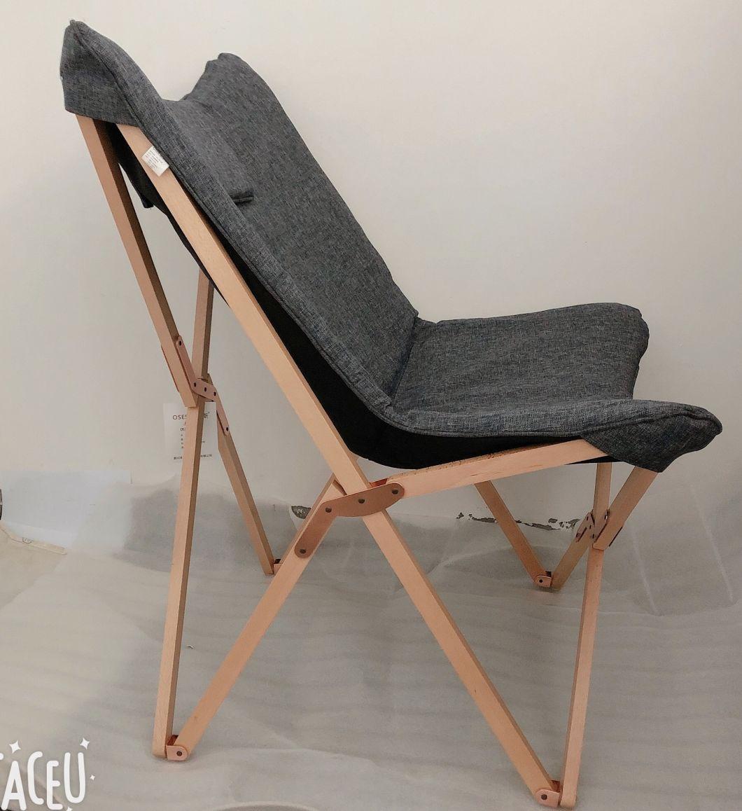 Portable Wood Beach Chair Butterfly Chair Anti-Tear Fabric Folding Outdoor Camping Chair