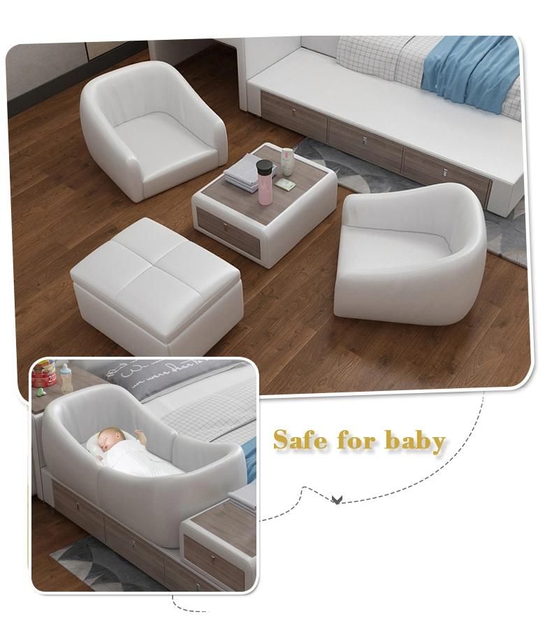 Modern Multifunction Miusc King Bed Leather Baby Bed with Storage