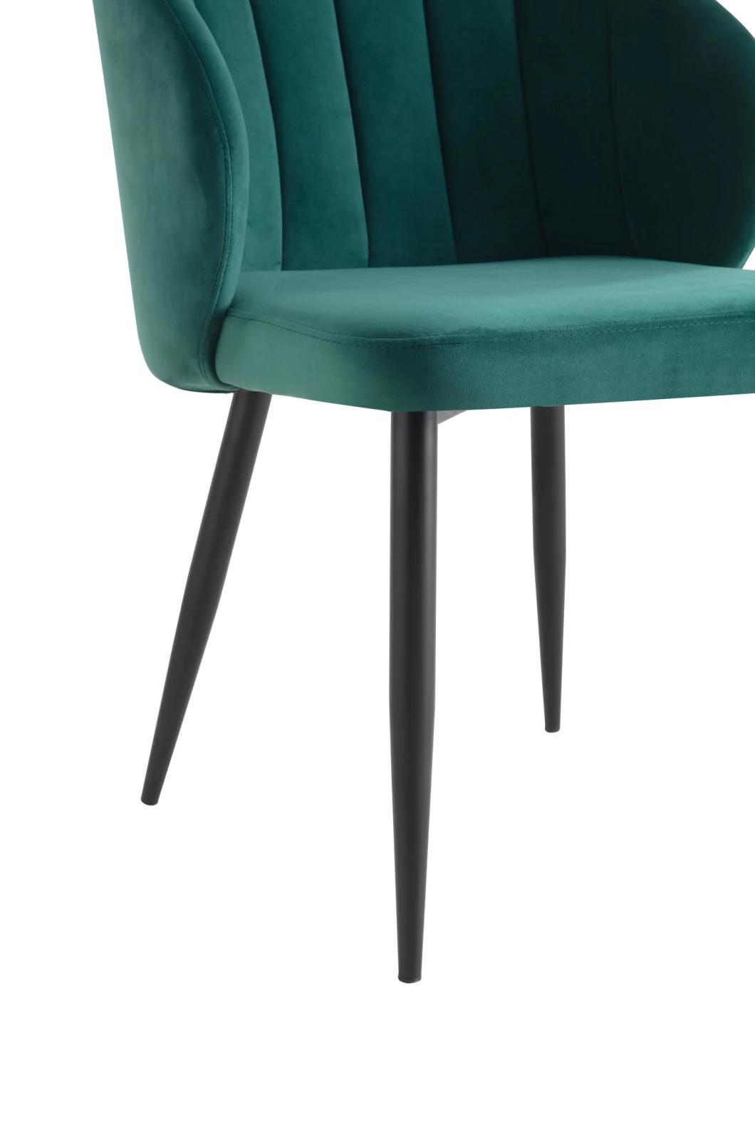 Luxurious Poland Popular Design Velvet and Metal Legs Dining Chair at Low Price for Home Using