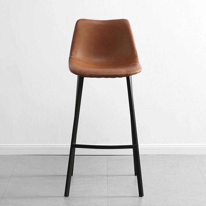 Kitchen Traditional Industrial Metal Leg Upholstered PU Leather Counter Height Stools Bar Chair