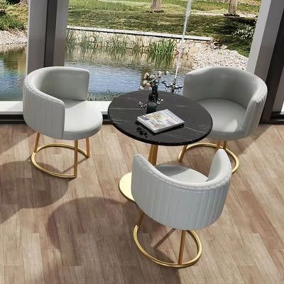 Light Luxury Dining Room Nordic New Fabric Leather Gold Metal Restaurant Dining Chairs