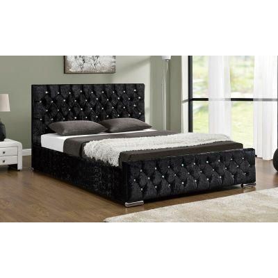 Modern Nordic Bedroom Sets King Queen Size Wooden Fabric Bed with Storage Space