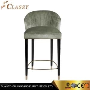 Fabric Cotton Velvet Bar Chair in Glossy Gold Legs for Coffee Shop
