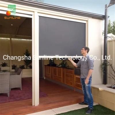 Outdoor Curtain External Motorized Waterproof Balcony Aluminium Sun Shading Roller Blinds with Side Track