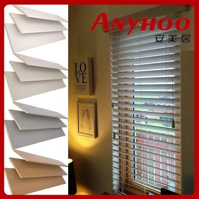 Ready Made Trimable Horizontal Light Filtering Window Curtain Shade Cordless PVC Venetian Window Blind with White Fabric Tape