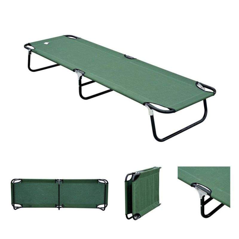 Extra Long Oxford Fabric Military Folding Cot, Camping Bed with Spring Ring Over The Edge, Camping Cots with Carry Bag