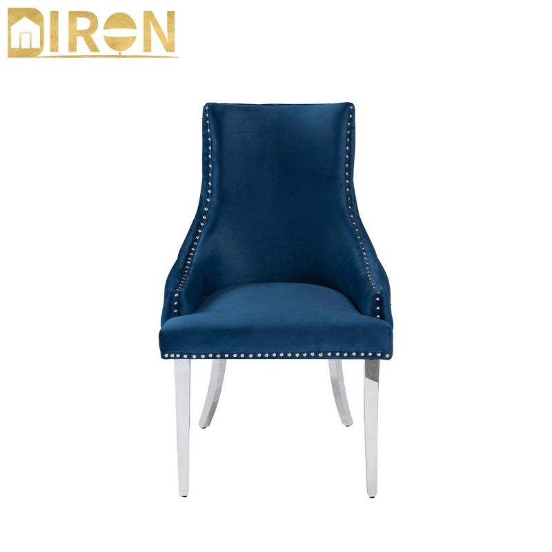 Modern Furniture Living Room Upholstered Metal Frame Fabric Dining Chairs