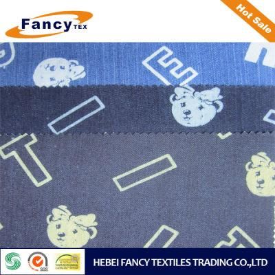 Bear printing Denim Fabric for Garment