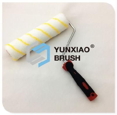 Yellow Stripe Mix Fabric Paint Roller Brush with Rubber Handle