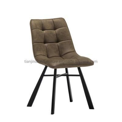 2021 New Design Living Room Furniture Wholesale Factory Home Furniture PU Fabric Steel Tube Leg Metal Dining Chairs