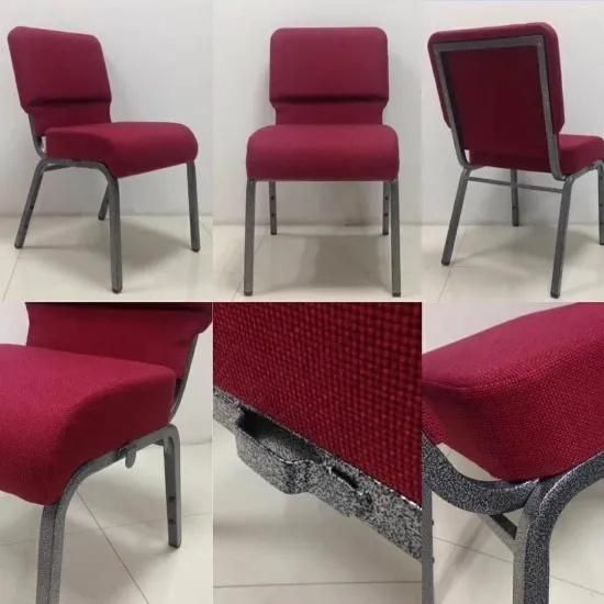 Cheap Metal Frame Fabric Silla Indoor Multi-Size Back Church Chair