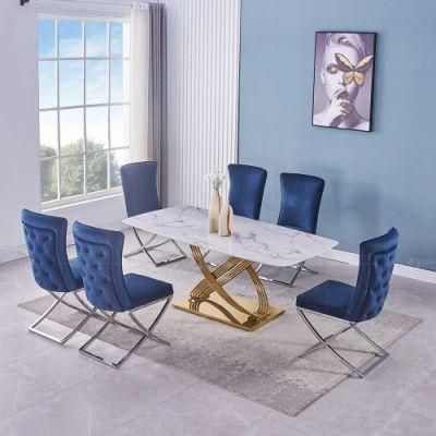 High Quality Metal Dining Room Chair Dining Chair Metal Leg Velvet Fabric Modern Stainless Steel Velvet Dining Chairs