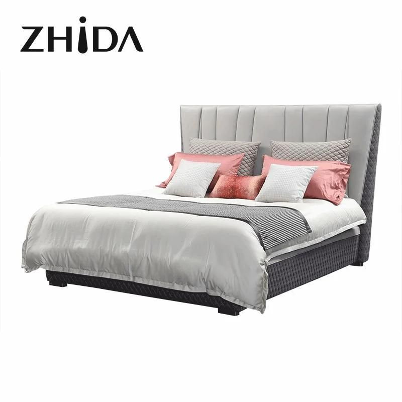 Manufacturing Fabric Queen Size Modern Italian Bedroom Furniture Soft Velvet Bed