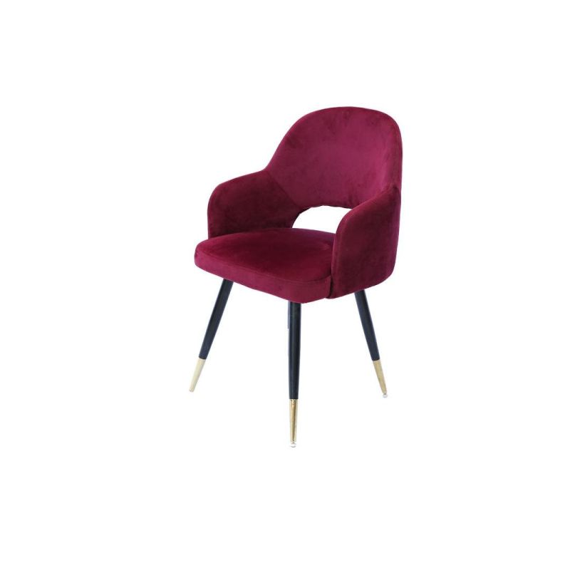 Modern Home Bar Furniture Velvet Fabric Dining Chair with Metal Legs
