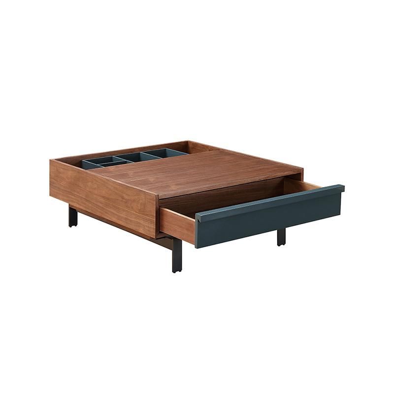 Modern Home Furniture Living Room Rectangle Side Table End Tea Table Walnut Solid Wood Square Coffee Table