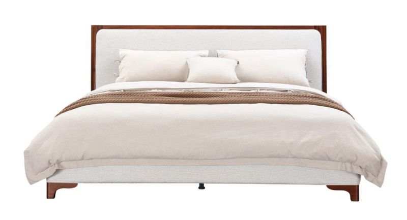 Latest Modern Simple Design Upholstered Fabric Bed Frame for Hotel Villa Apartment Bedroom Furniture