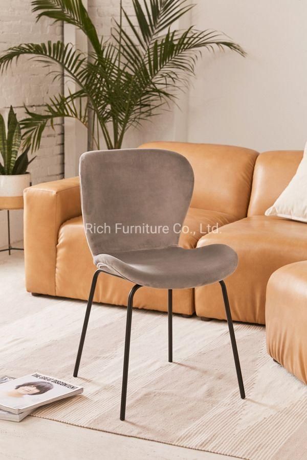 Living Room Dining Chair Specific Use and Home Furniture Metal Leg Fabric Plush Accent Chair