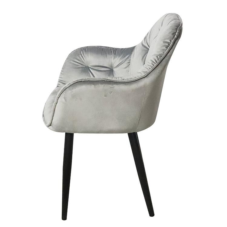 Wholesale Modern Home Dinner Furmiture Metal Legs Velvet Fabric Dining Chairs