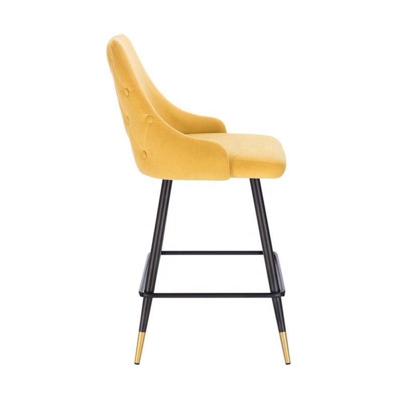 European Style Furniture Metal Legs Fabric Bar Chair for Restaurant Bar Living Room Coffee Shop