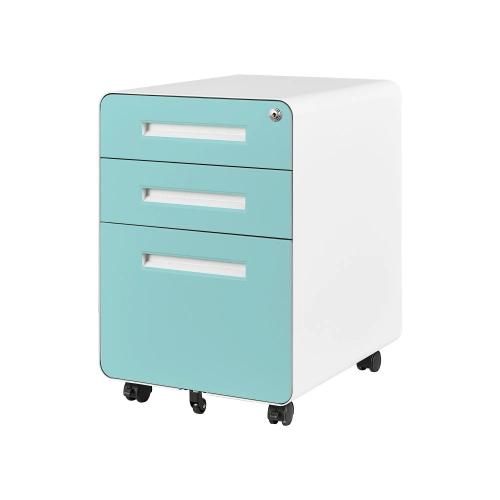 Mobile File Cabinet 3 Drawer Metal Storage Filing Cabinets, Legal Letter File Rolling Cabinets for Home and Office