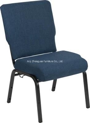 Professional Manufacturer of Basket Blue Fabric Metal Church Worship Auditorium Chair (ZG13-010)