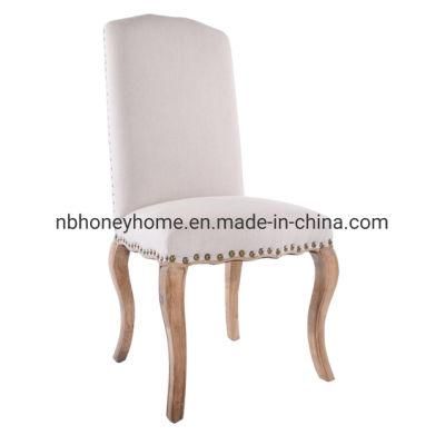 America Oak Frame Carved Camel Long Back Upholstery Dining Chair