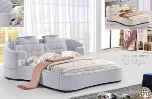 Bedroom Furniture Upholstered Bed with Fabric Circle Bed Headboard